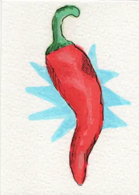 Red Pepper aceo art card thumbnail 2