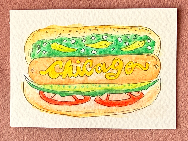 Chicago Style Dog #2 aceo art card