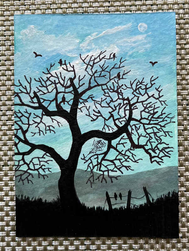“Roosting and Gossiping” aceo art card