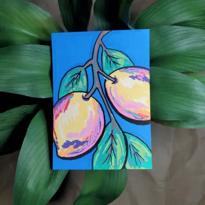 Summer Lemons aceo art card thumbnail 1