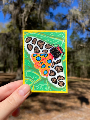 Garden Tiger Moth aceo art card thumbnail 1