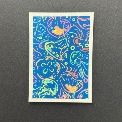neon moon jellies aceo art card thumbnail 2