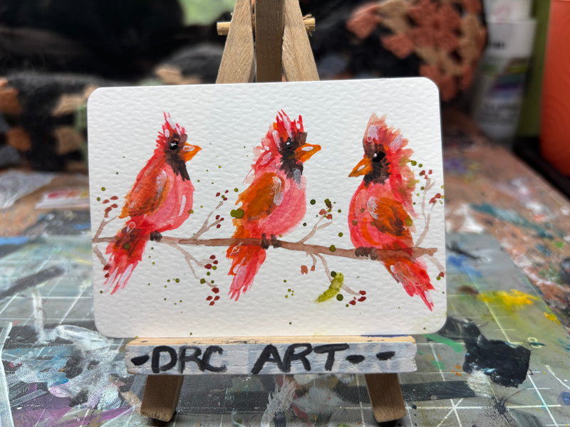 Unruly Cardinals aceo art card