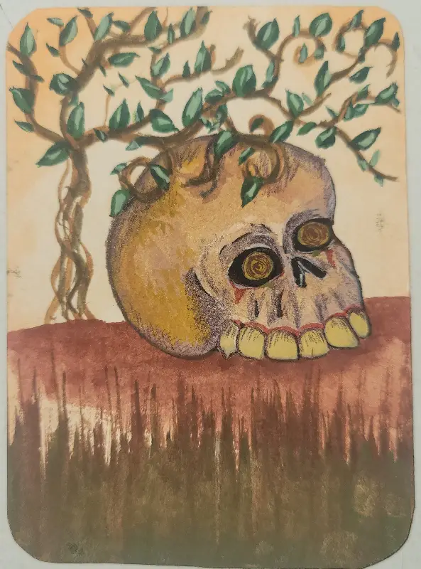 life and death aceo art card