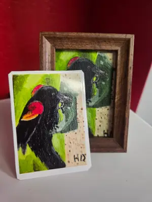 Framed w/ water-proof sticker! "Snack Time" aceo art card thumbnail 1