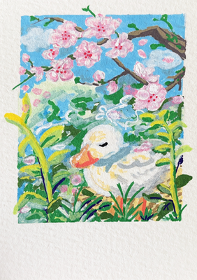 Ducky Zen aceo art card thumbnail 2