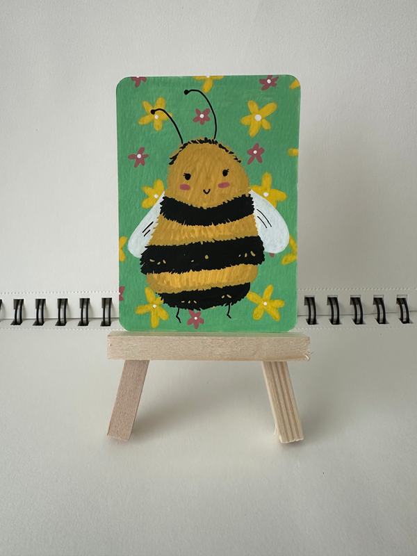 Fuzzy Bee aceo art card