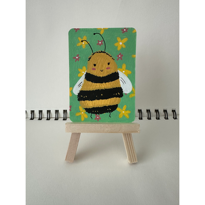 Fuzzy Bee aceo art card thumbnail 1