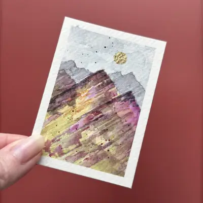 Mountains & Sun #12 aceo art card thumbnail 2