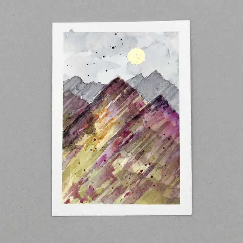 Mountains & Sun #12 aceo art card