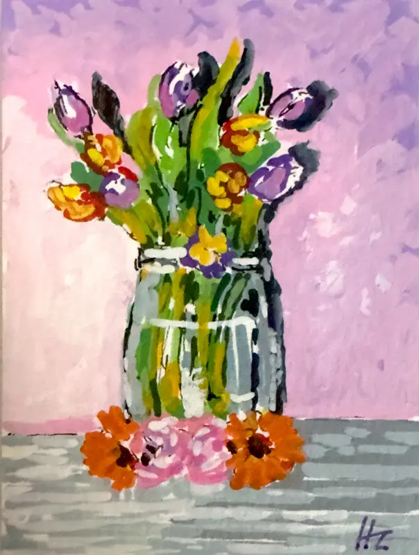 Floral Stillness Series – Seven Original ACEO - painting 7 of 7 - Botanical aceo art card