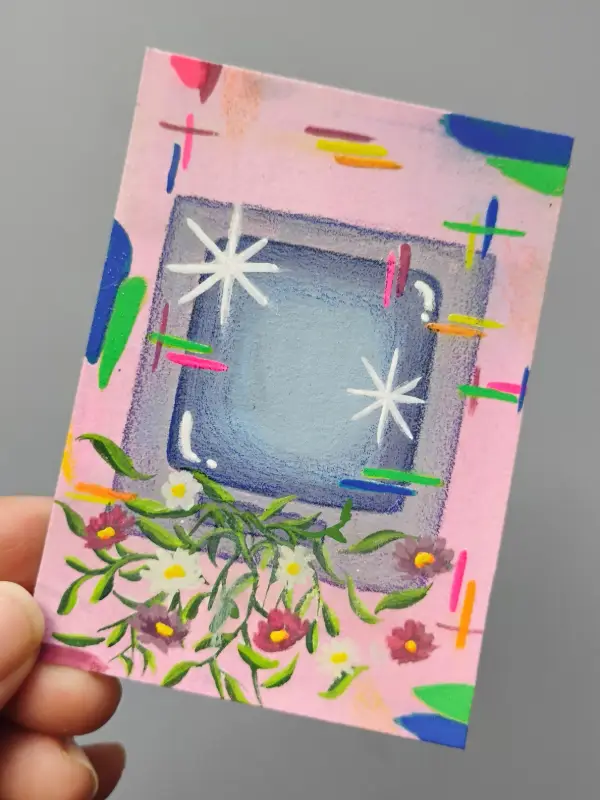 Static Rewind aceo art card