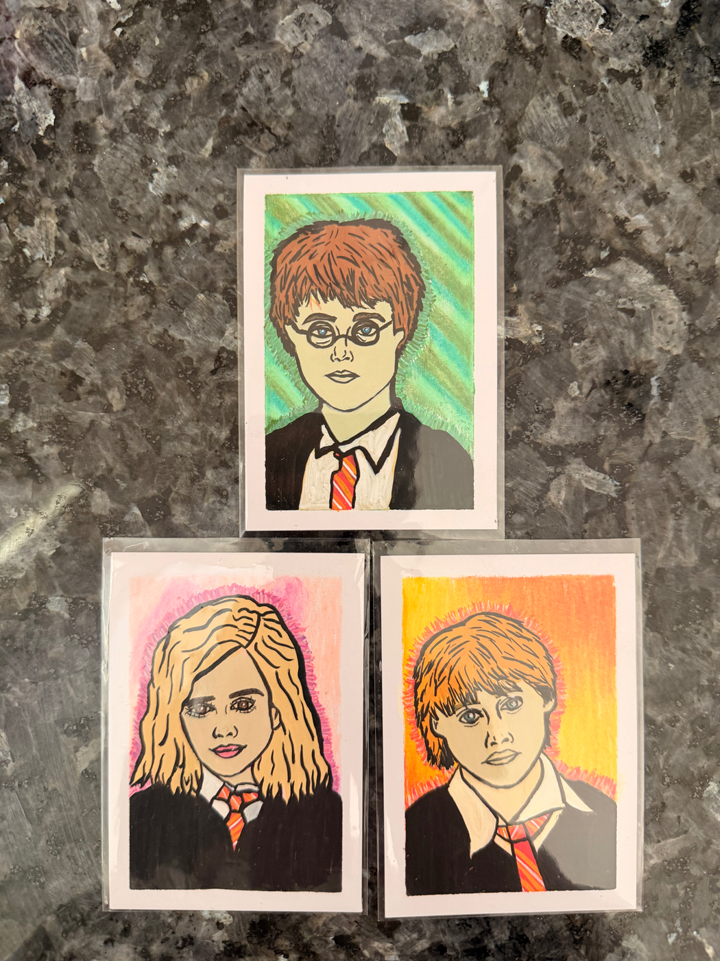 The Golden Trio aceo art card