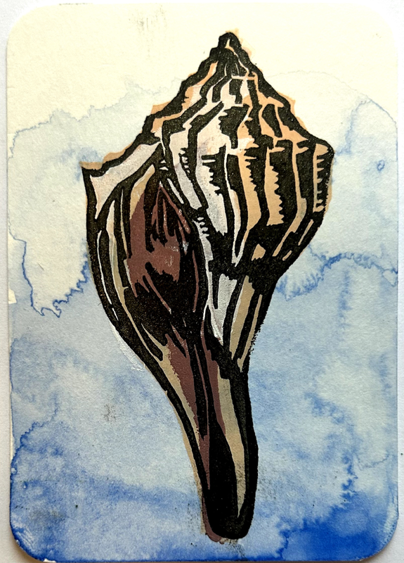 Sea Shell 6 aceo art card