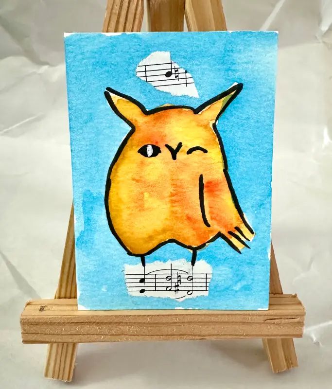 Caught Between Notes aceo art card