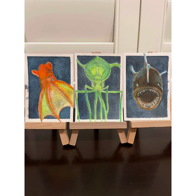 Vampire Squid: Dark Sea Creatures Series #1 aceo art card thumbnail 2