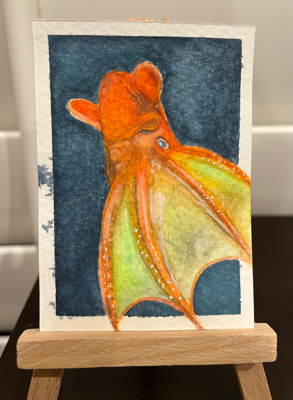 Vampire Squid: Dark Sea Creatures Series #1 aceo art card