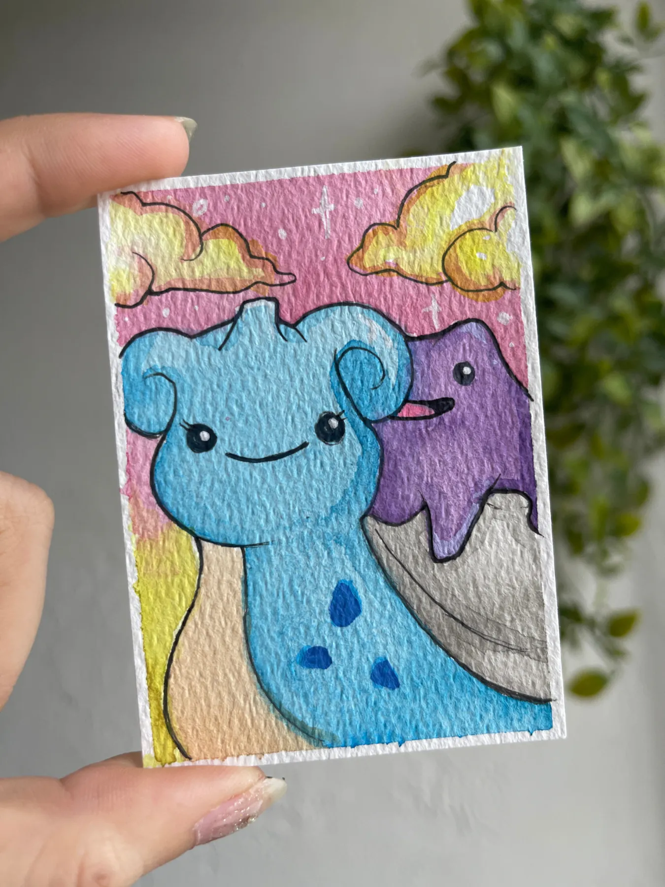 Ditto and Lapras Pokemon aceo art card