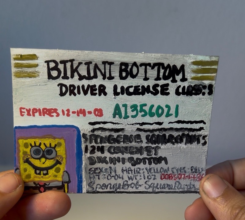 Spongebob Squarepants Bikini Bottom Driver License ACEO aceo art card