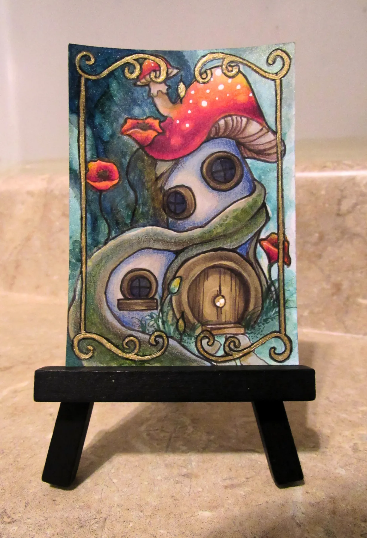 Toadstool Hollow aceo art card