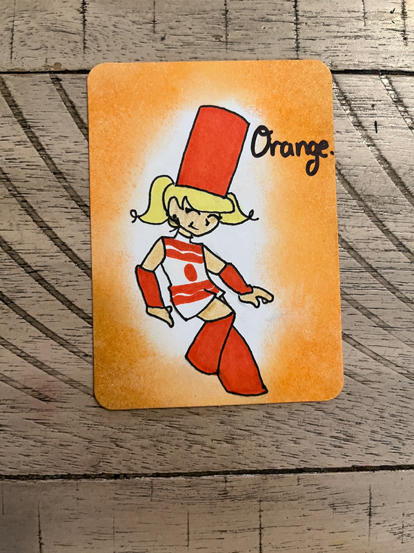 Orange Marker Girl aceo art card