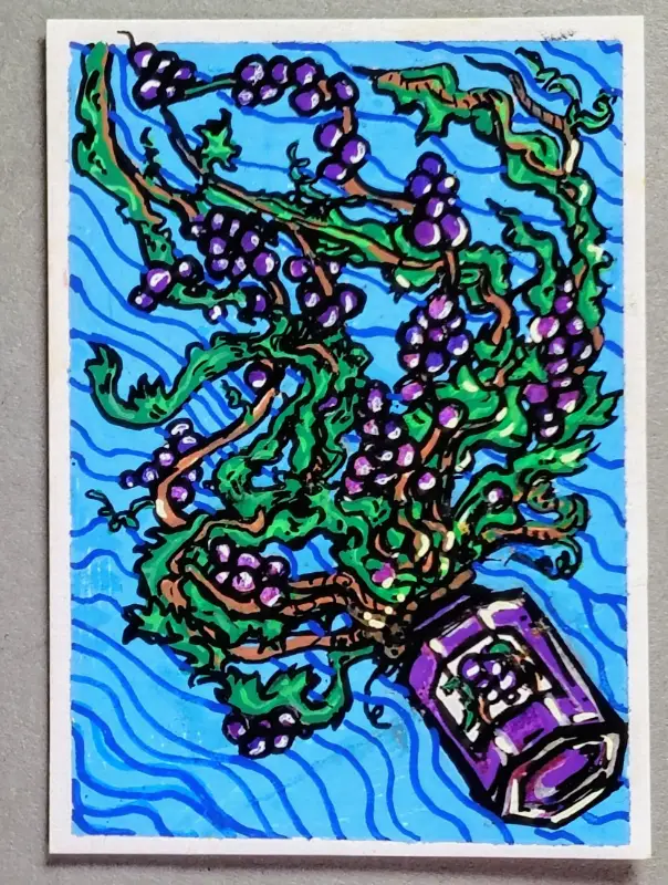 Grape Jelly Fish aceo art card