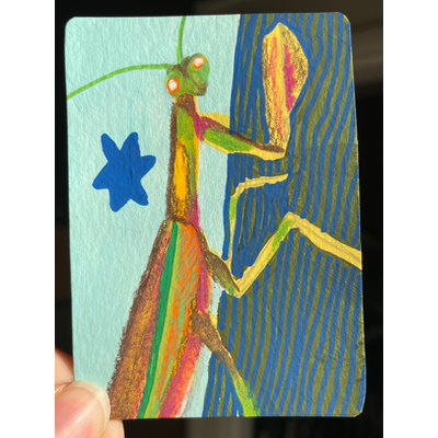 Mantis - original by Norah Mae aceo art card thumbnail 2