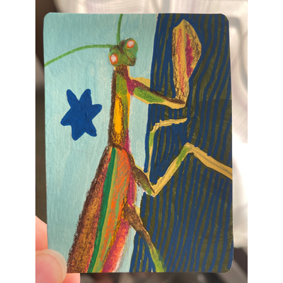 Mantis - original by Norah Mae aceo art card thumbnail 3