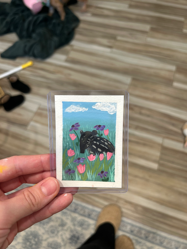 Tapir Among the Tulips aceo art card