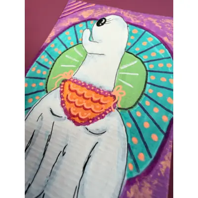 Shhh Ruffle Undies Whimsical Pin Up Ghost aceo art card thumbnail 2