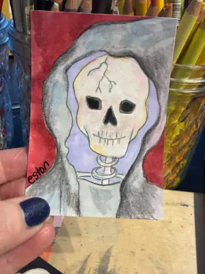 Grim the Teen Reaper aceo art card thumbnail 1