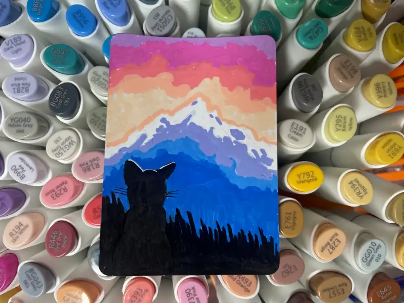Cat's Vacation #1 aceo art card