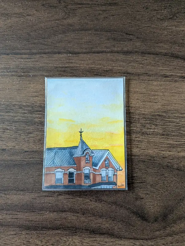 Sunset at the House aceo art card