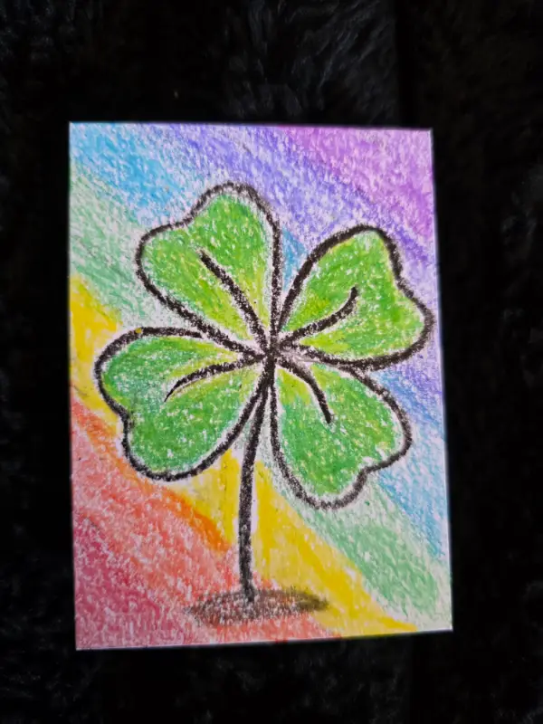 4 leaf clover aceo art card