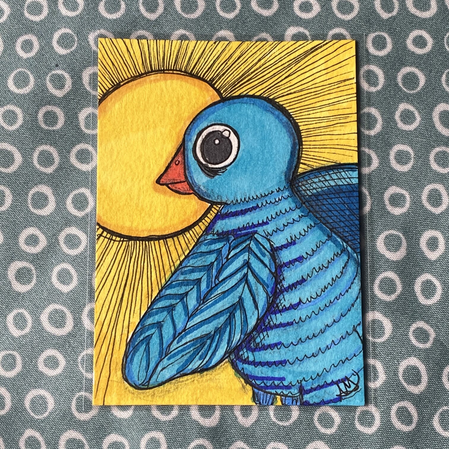 Anxious bird aceo art card