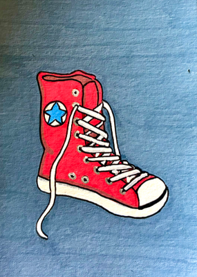 Red Chucks aceo art card thumbnail 1