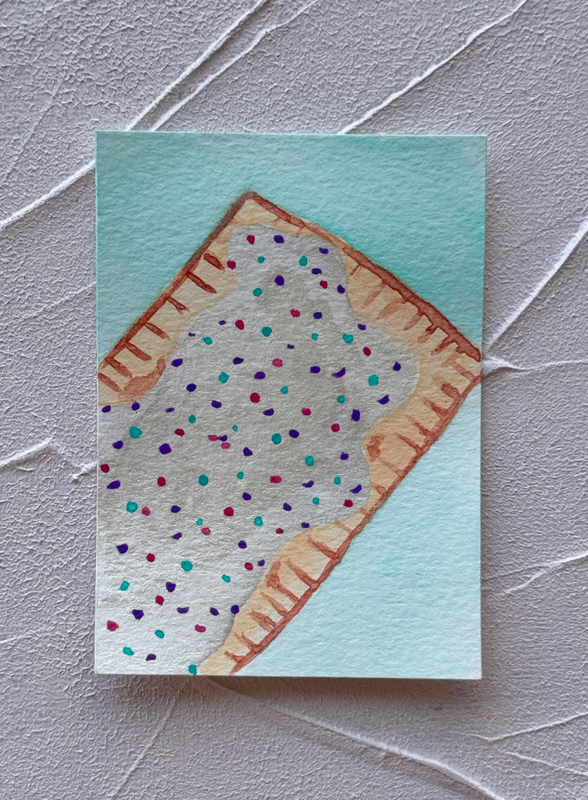 Watercolor pop tart ACEO aceo art card