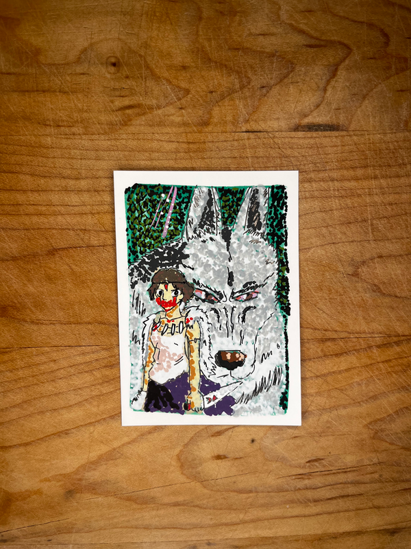 Princess Mononoke San and Moro aceo art card