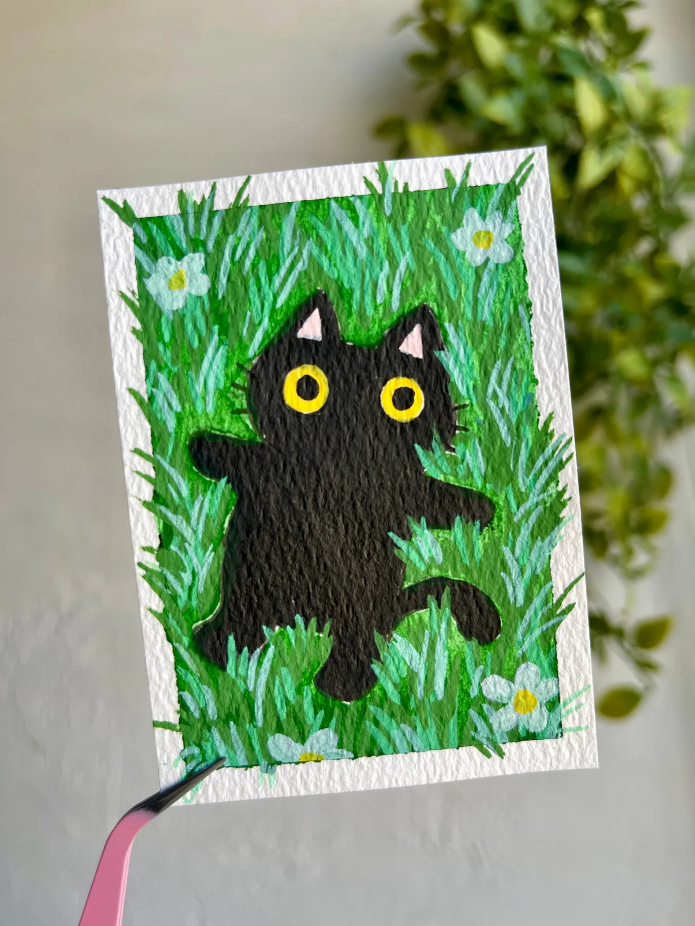 Relaxing Kitty aceo art card