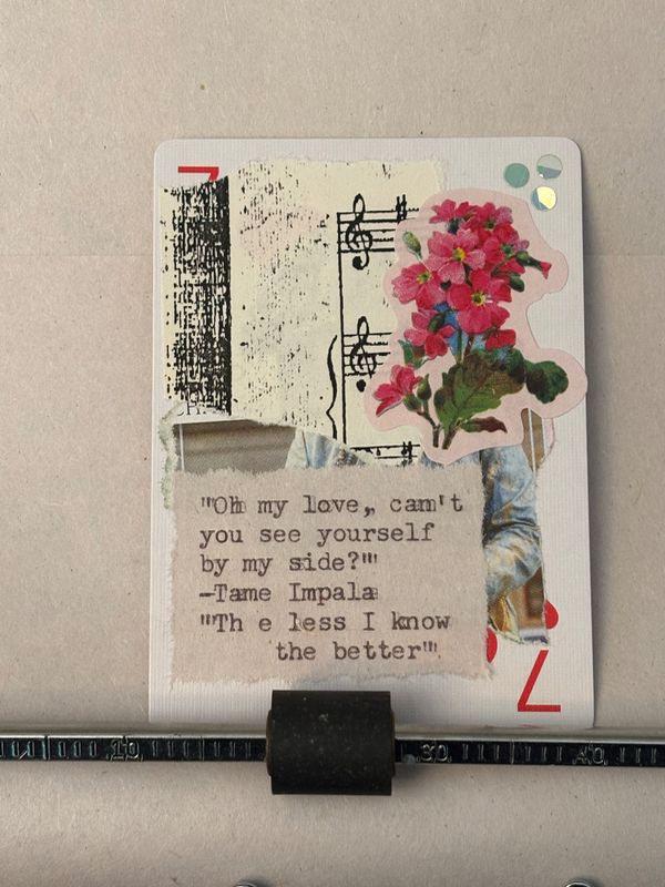 Rainy May #2 collage by Mazerzine Tame Impala quote flowers aceo art card