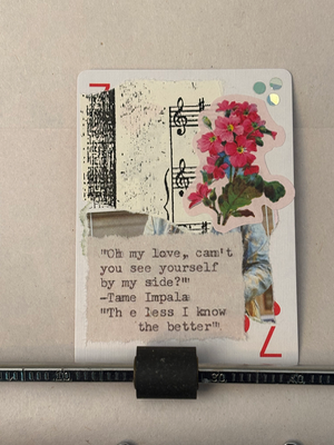 Rainy May #2 collage by Mazerzine Tame Impala quote flowers aceo art card thumbnail 1