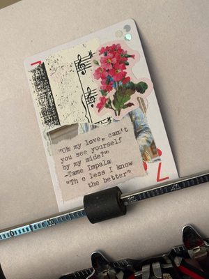 Rainy May #2 collage by Mazerzine Tame Impala quote flowers aceo art card thumbnail 2