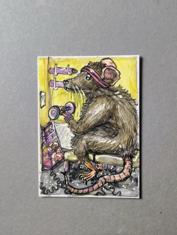 Gym rat aceo art card