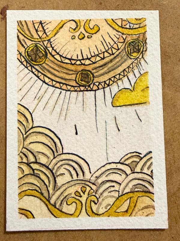 Golden academia aceo art card