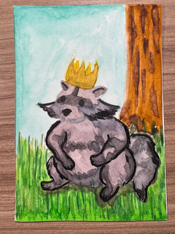 Raccoon is King aceo art card