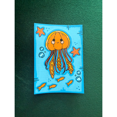 Jelly and Friends aceo art card thumbnail 1