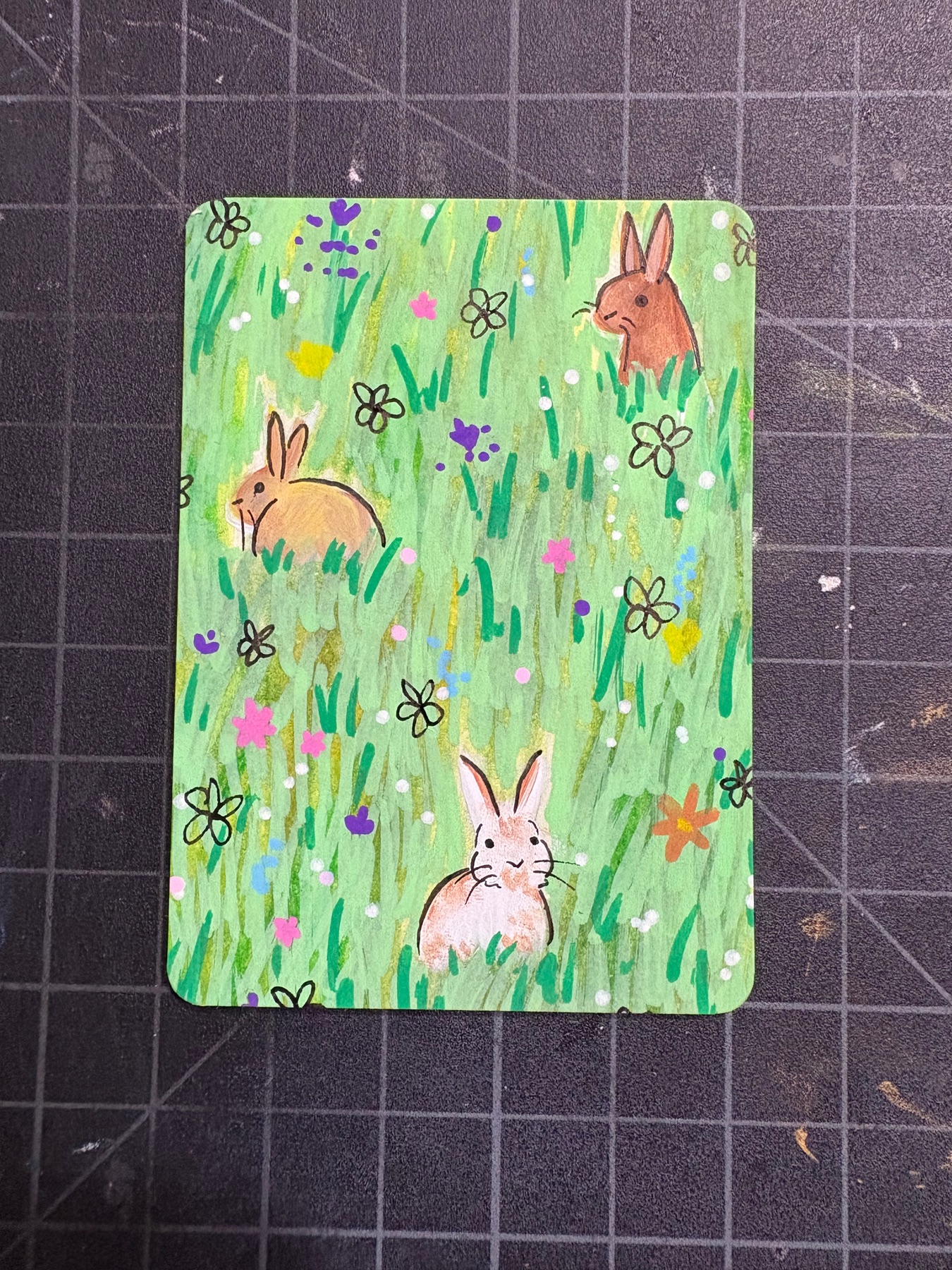 Bunnies Two aceo art card