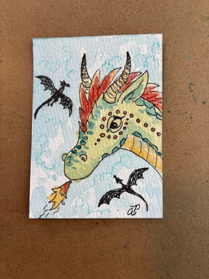 There be Dragons aceo art card thumbnail 1