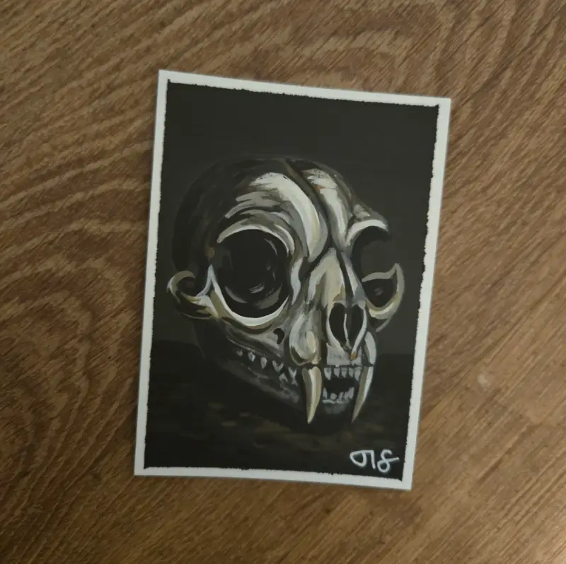 Skull aceo art card