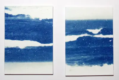 Kill Devil Hills Cyanotype Beach Scene Original Art ACEO aceo art card thumbnail 2